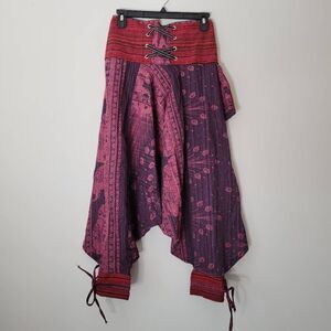 Karma Nepal Crafts Purple Pink Boho Harem Pants Festival Tribal Wrap Hem NWT